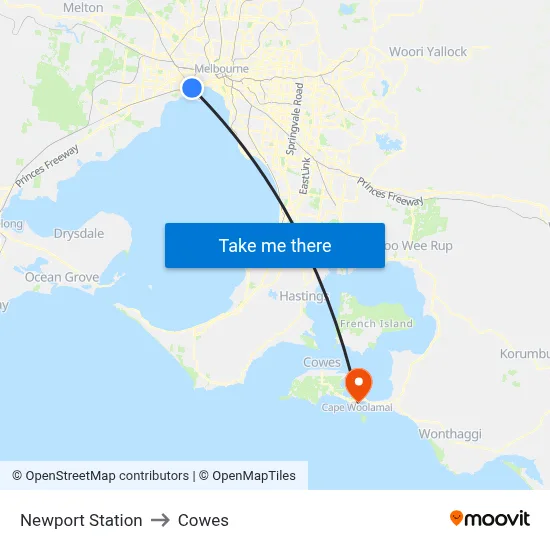 Newport Station to Cowes map