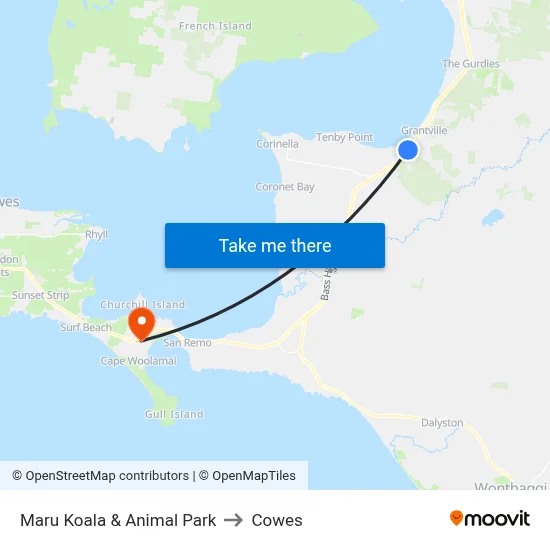 Maru Koala & Animal Park to Cowes map