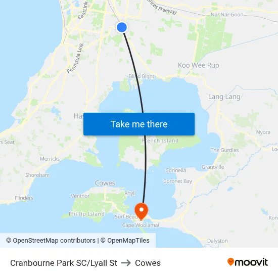 Cranbourne Park SC/Lyall St to Cowes map