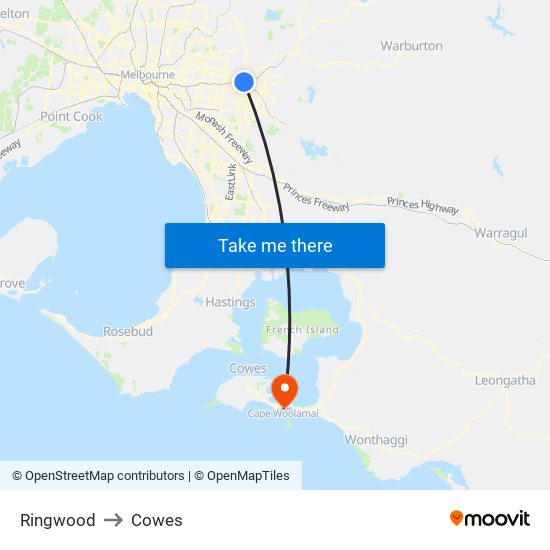 Ringwood to Cowes map