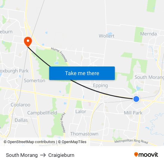 South Morang to Craigieburn map