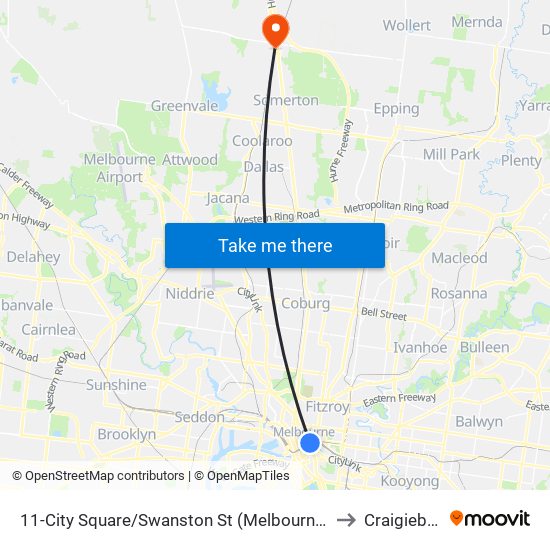 11-City Square/Swanston St (Melbourne City) to Craigieburn map