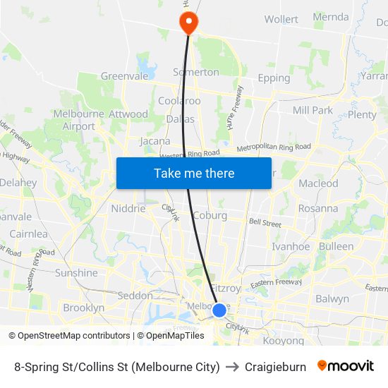 8-Spring St/Collins St (Melbourne City) to Craigieburn map