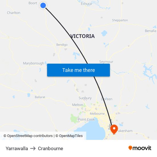 Yarrawalla to Cranbourne map