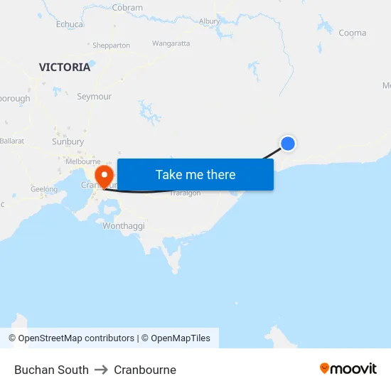 Buchan South to Cranbourne map