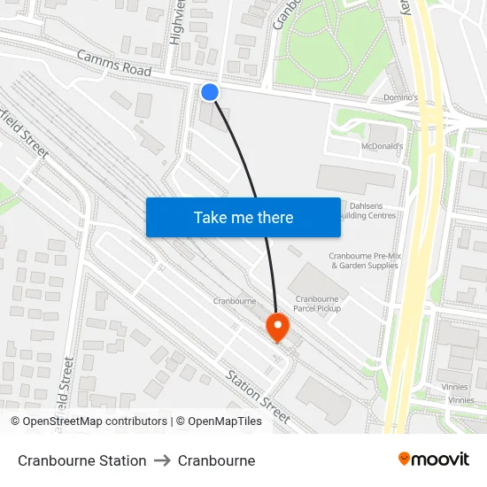 Cranbourne Station to Cranbourne map