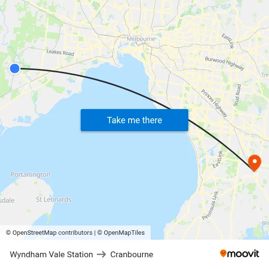 Wyndham Vale Station to Cranbourne map