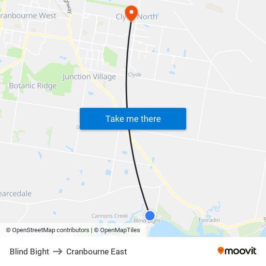 Blind Bight to Cranbourne East map