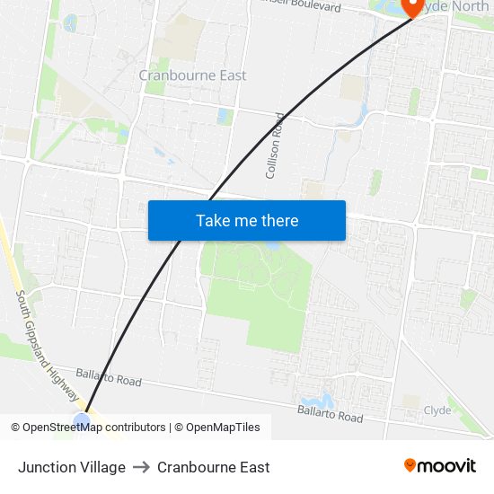 Junction Village to Cranbourne East map