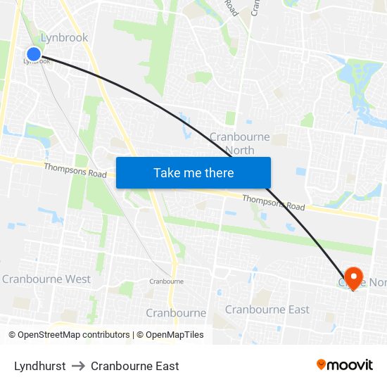 Lyndhurst to Cranbourne East map