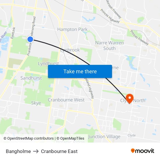 Bangholme to Cranbourne East map