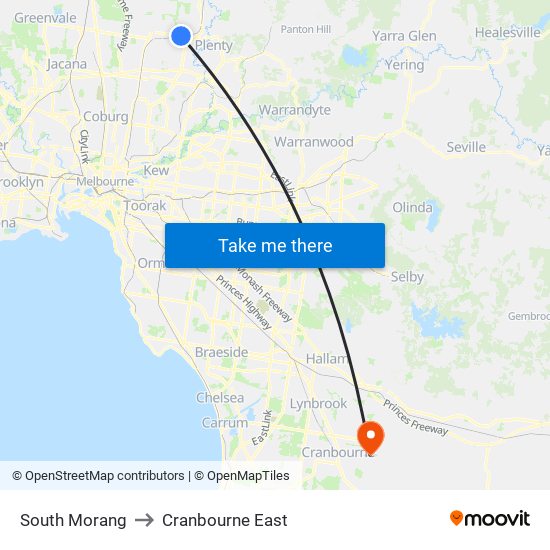 South Morang to Cranbourne East map