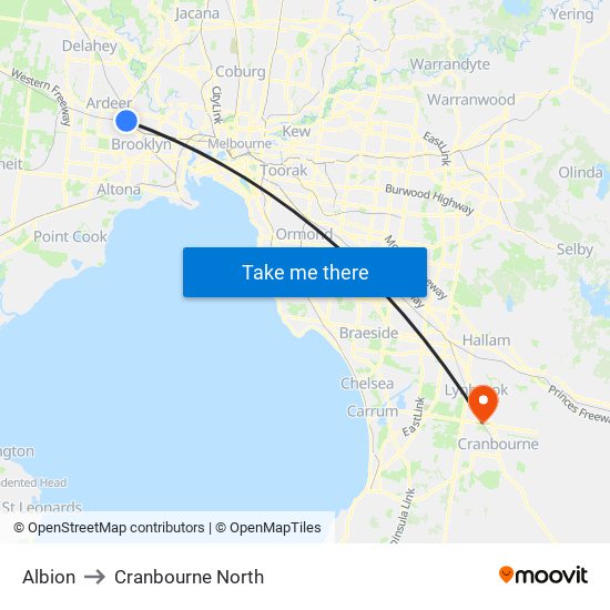 Albion to Cranbourne North map