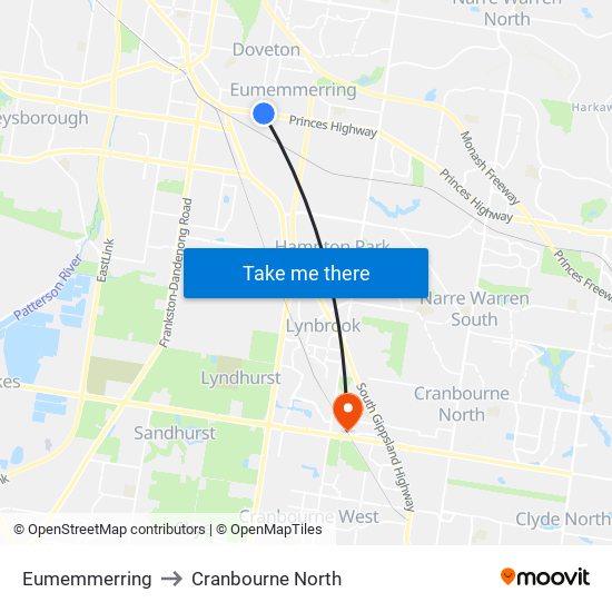 Eumemmerring to Cranbourne North map