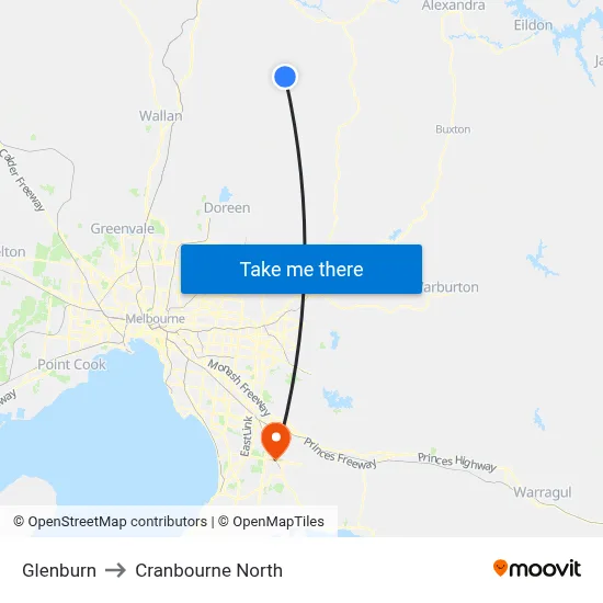 Glenburn to Cranbourne North map