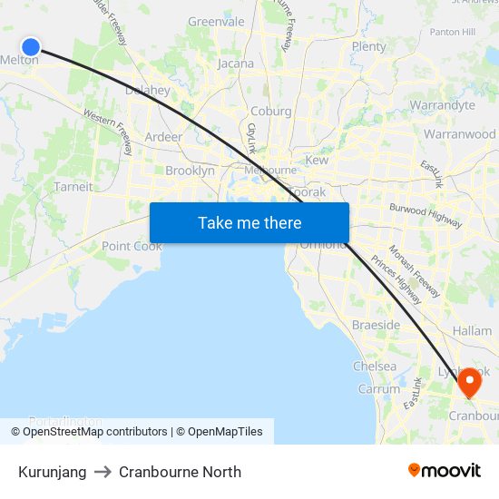 Kurunjang to Cranbourne North map