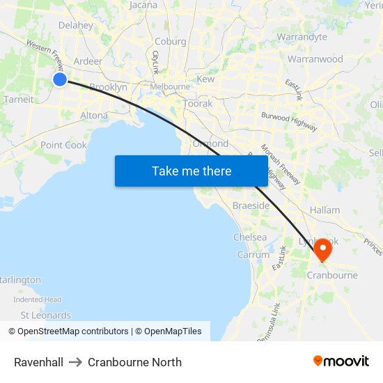 Ravenhall to Cranbourne North map