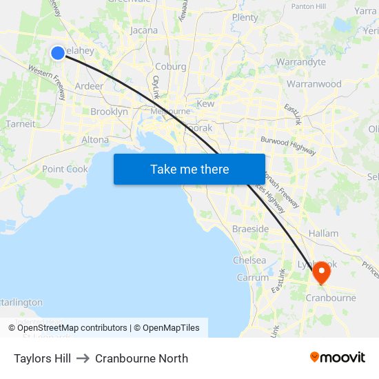 Taylors Hill to Cranbourne North map