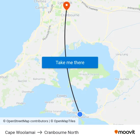 Cape Woolamai to Cranbourne North map