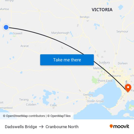 Dadswells Bridge to Cranbourne North map