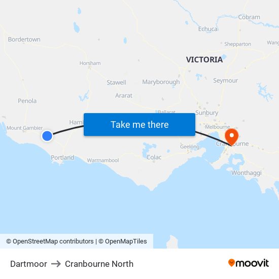 Dartmoor to Cranbourne North map