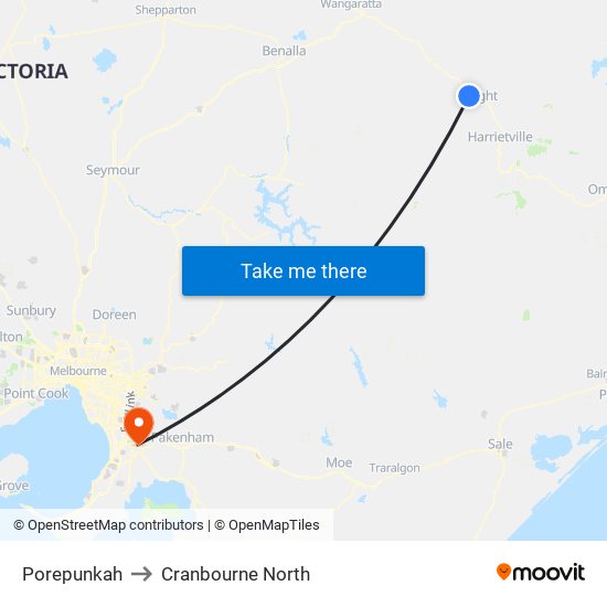 Porepunkah to Cranbourne North map