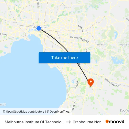 Melbourne Institute Of Technology to Cranbourne North map