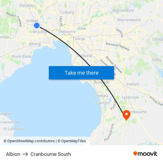 Albion to Cranbourne South map