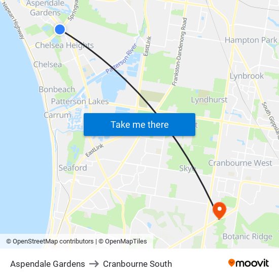 Aspendale Gardens to Cranbourne South map
