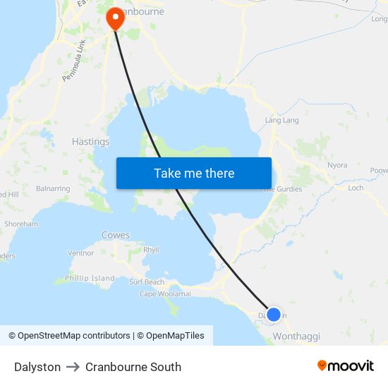 Dalyston to Cranbourne South map