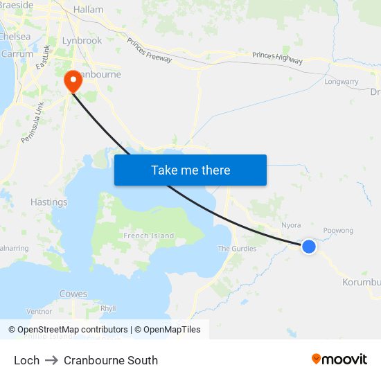 Loch to Cranbourne South map