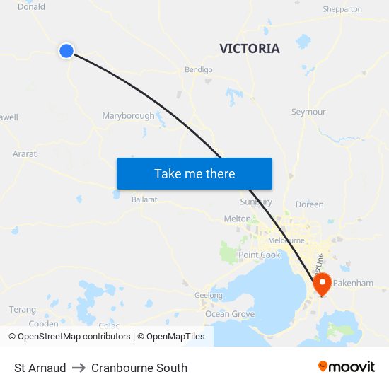 St Arnaud to Cranbourne South map