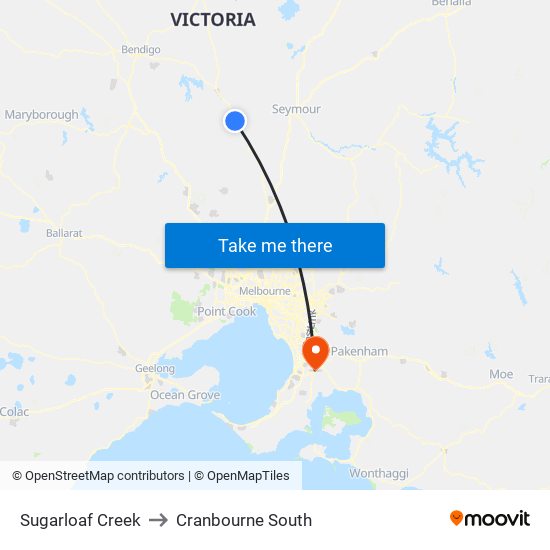 Sugarloaf Creek to Cranbourne South map