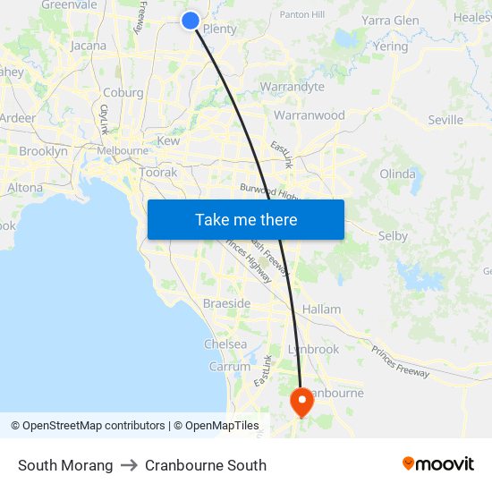 South Morang to Cranbourne South map