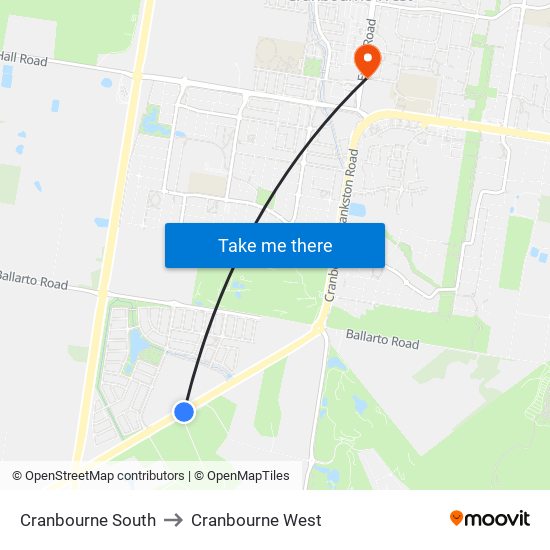 Cranbourne South to Cranbourne West map