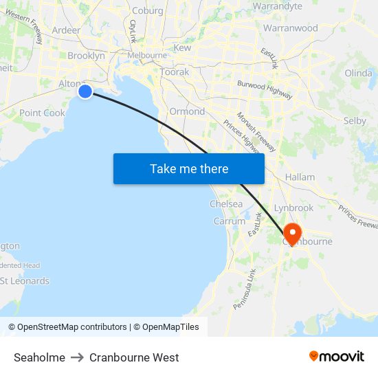 Seaholme to Cranbourne West map