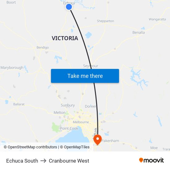 Echuca South to Cranbourne West map