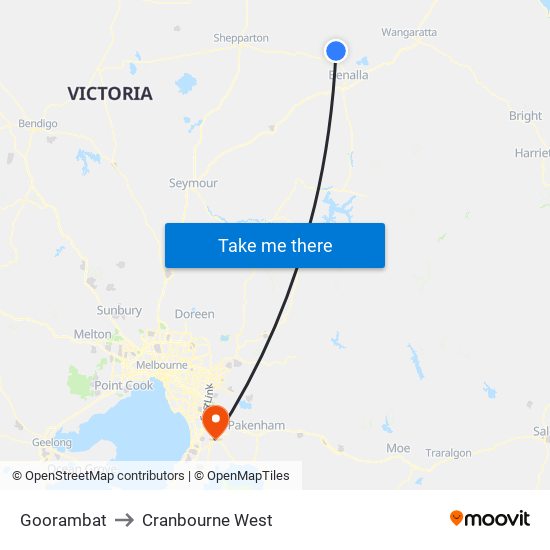 Goorambat to Cranbourne West map