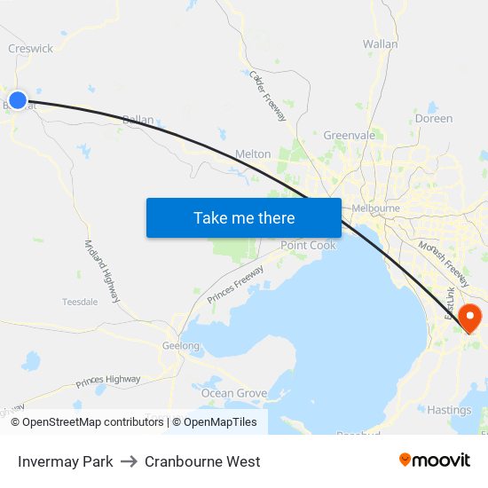 Invermay Park to Cranbourne West map