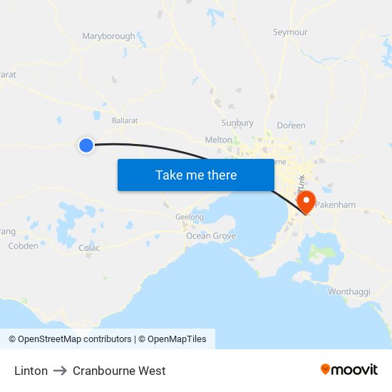 Linton to Cranbourne West map