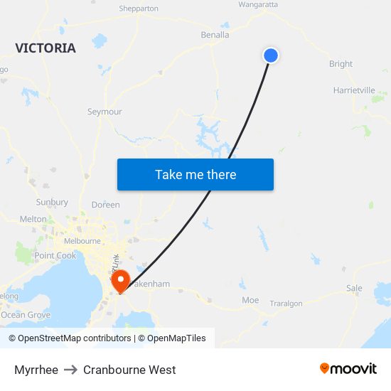 Myrrhee to Cranbourne West map