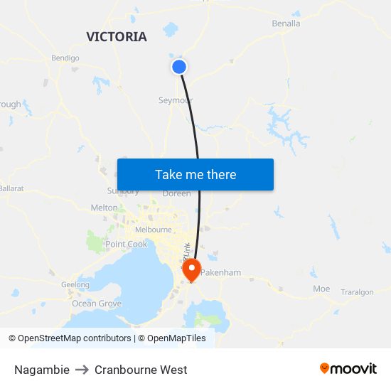 Nagambie to Cranbourne West map