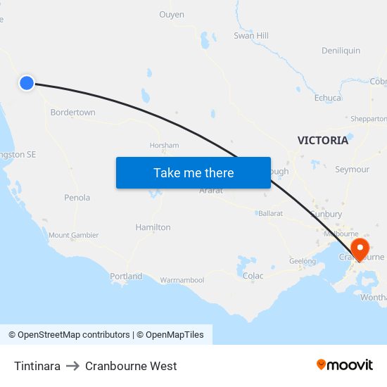 Tintinara to Cranbourne West map