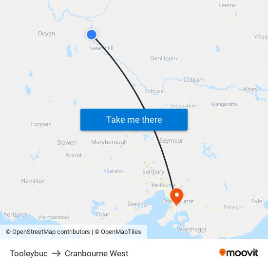 Tooleybuc to Cranbourne West map