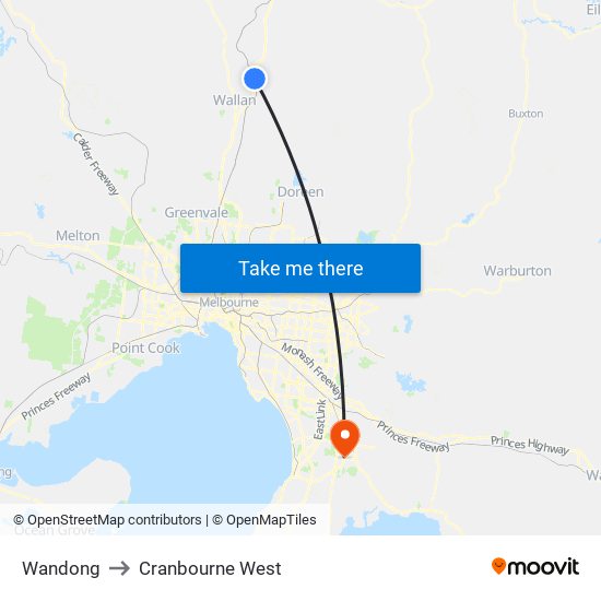 Wandong to Cranbourne West map