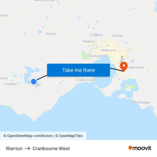 Warrion to Cranbourne West map