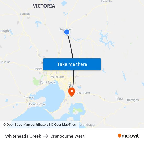 Whiteheads Creek to Cranbourne West map