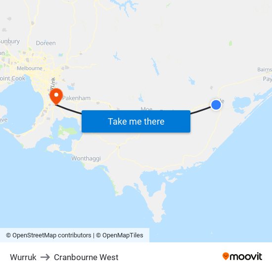 Wurruk to Cranbourne West map