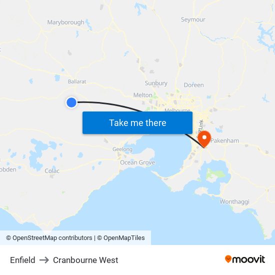 Enfield to Cranbourne West map