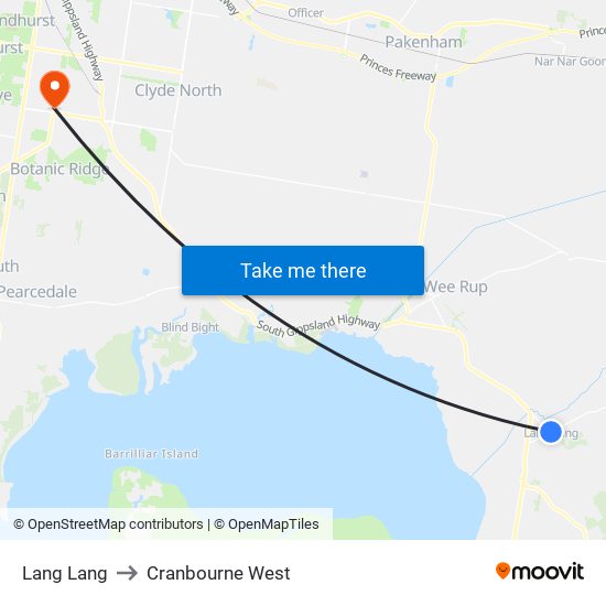 Lang Lang to Cranbourne West map